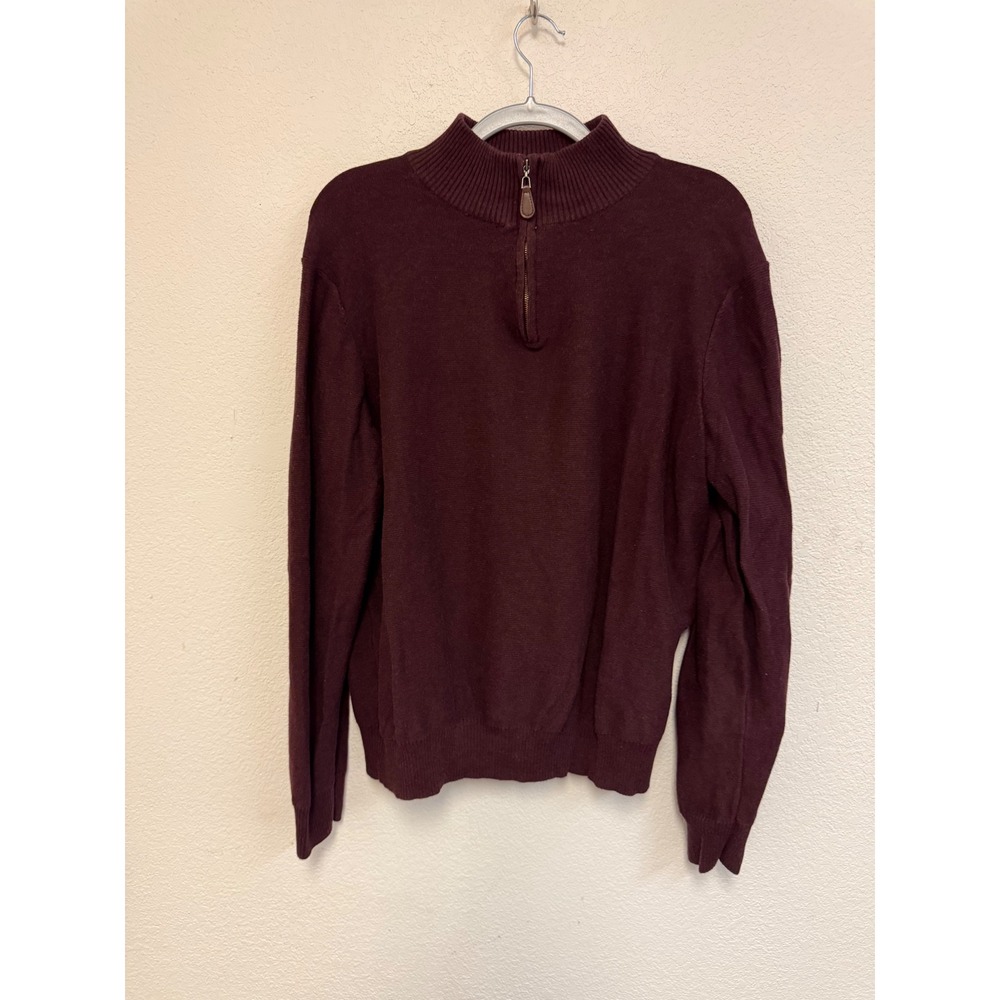 Savile Row Company London Men's XL Burgundy 1/4 Zip Cotton Sweater Pullover